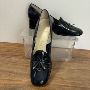 Vintage 60's Naturalizer Navy Blue Square 1‎ 1/2" Heel sz 7AA